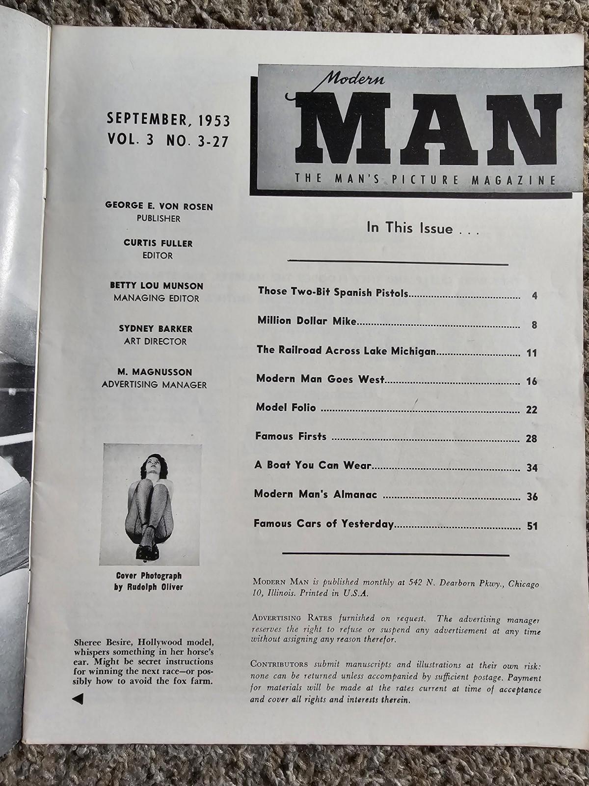 MODERN MAN Magazine September 1953 Evelyn West Figure Model Portfolio
