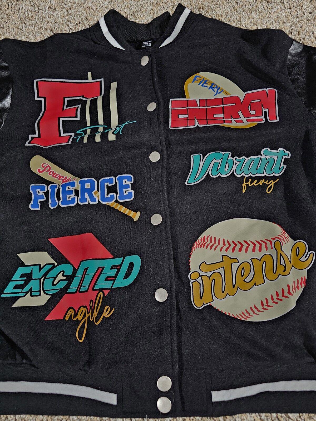 SHEIN fierce intense baseball Retro Varsity jacket Large