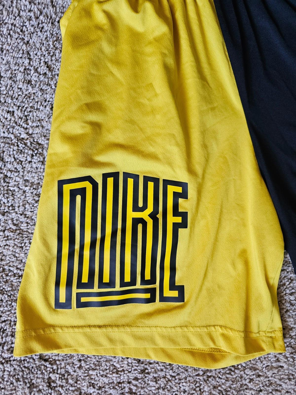 Nike Dri-Fit Basketball Shorts Sz M Drawstring Black Yellow