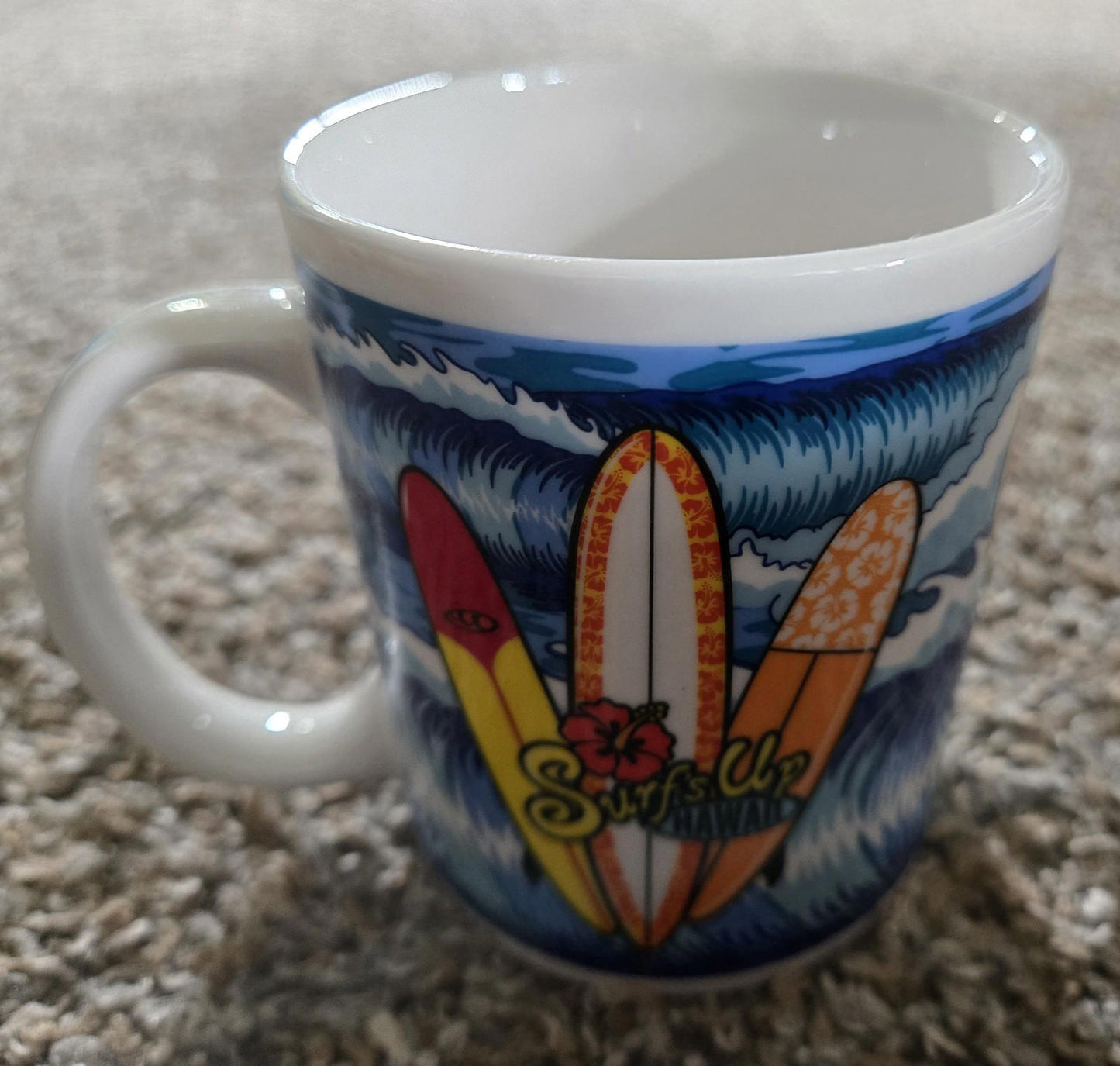 Surfs Up Hawaii Coffee Mug Surfboards Waves 12oz super clean the islander group