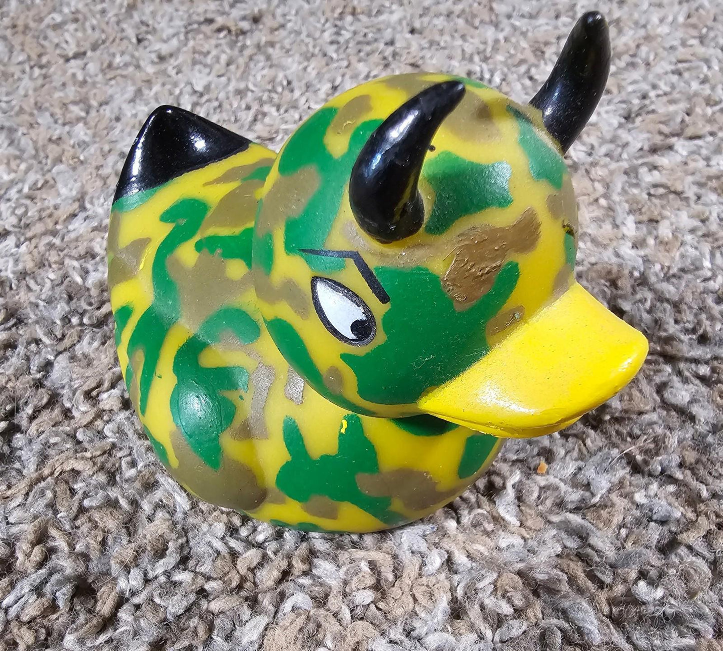 Rare 2000 Accoutrements Camo Devil Duckie Rubber Duck Bath Toy