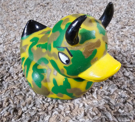 Rare 2000 Accoutrements Camo Devil Duckie Rubber Duck Bath Toy