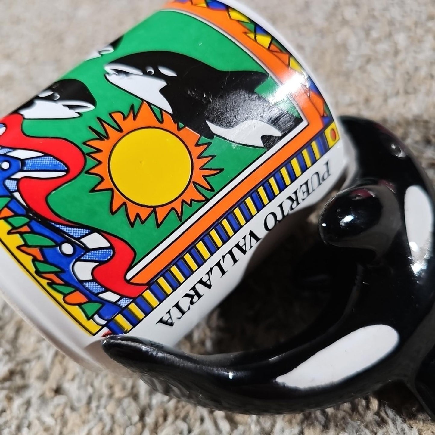 Puerto Vallarta Orca Whale Handle Coffee Mug KMF Ceramics