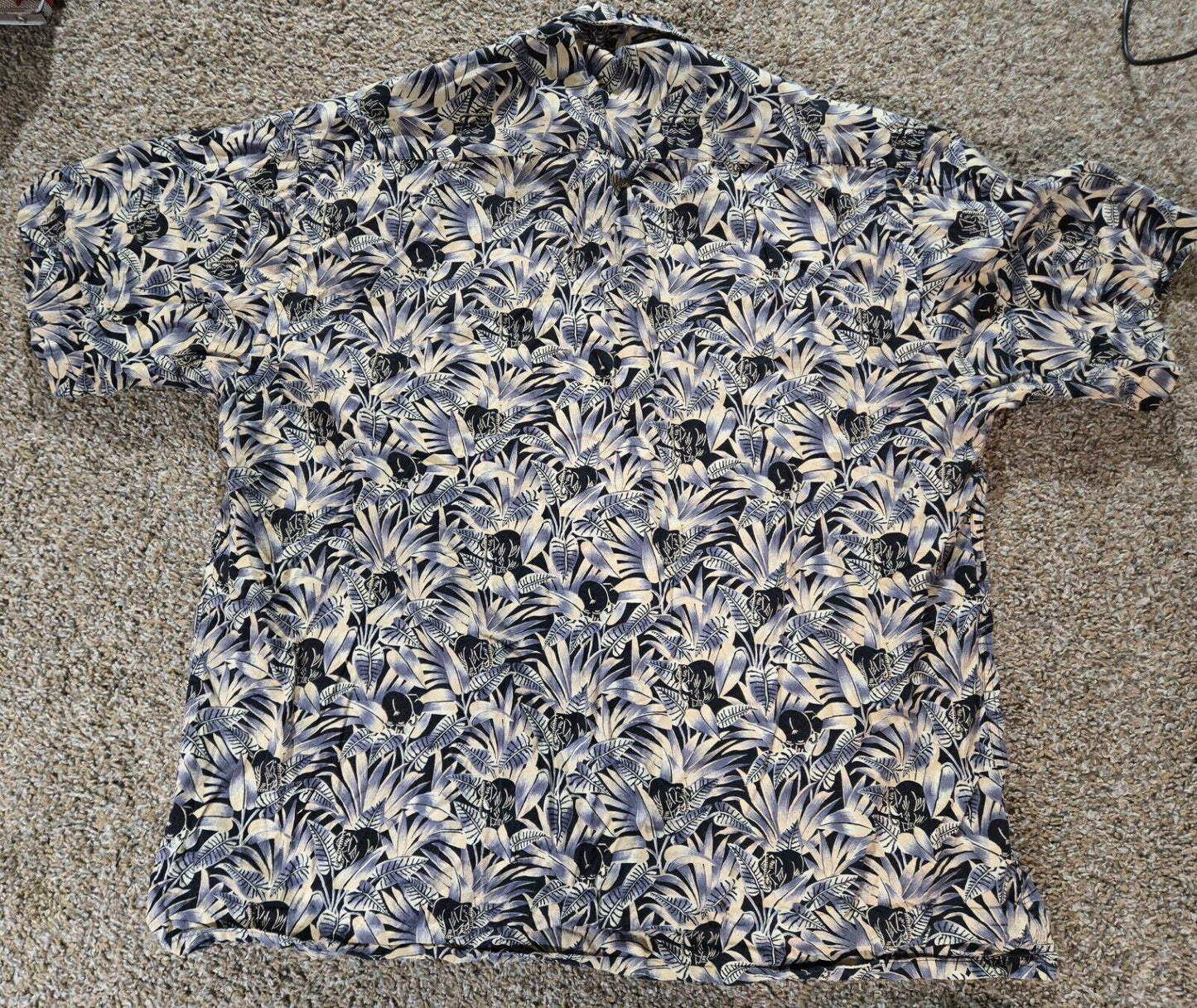Pierre Cardin Hawaiian Print Button Down Shirt Elephants XL