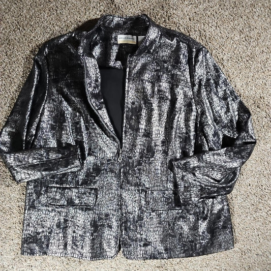 Alfred Dunner Women's Jacket 18W Metallic Snakeskin Pattern