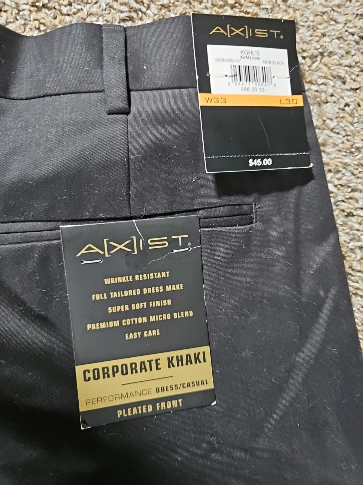 Axist 33x30 Black Pleated Dress Pants NWT