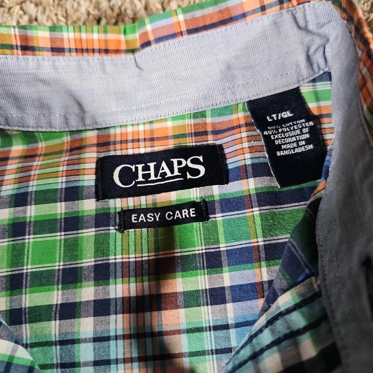 Chaps LT Easy Care Bright Plaid Button Up