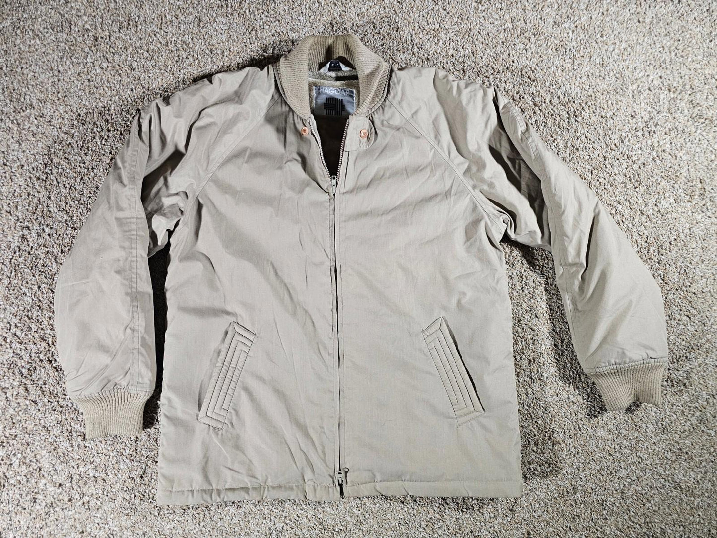 Haggar Full-Zip Camden Jacket Mens Medium Faux Fur Lining