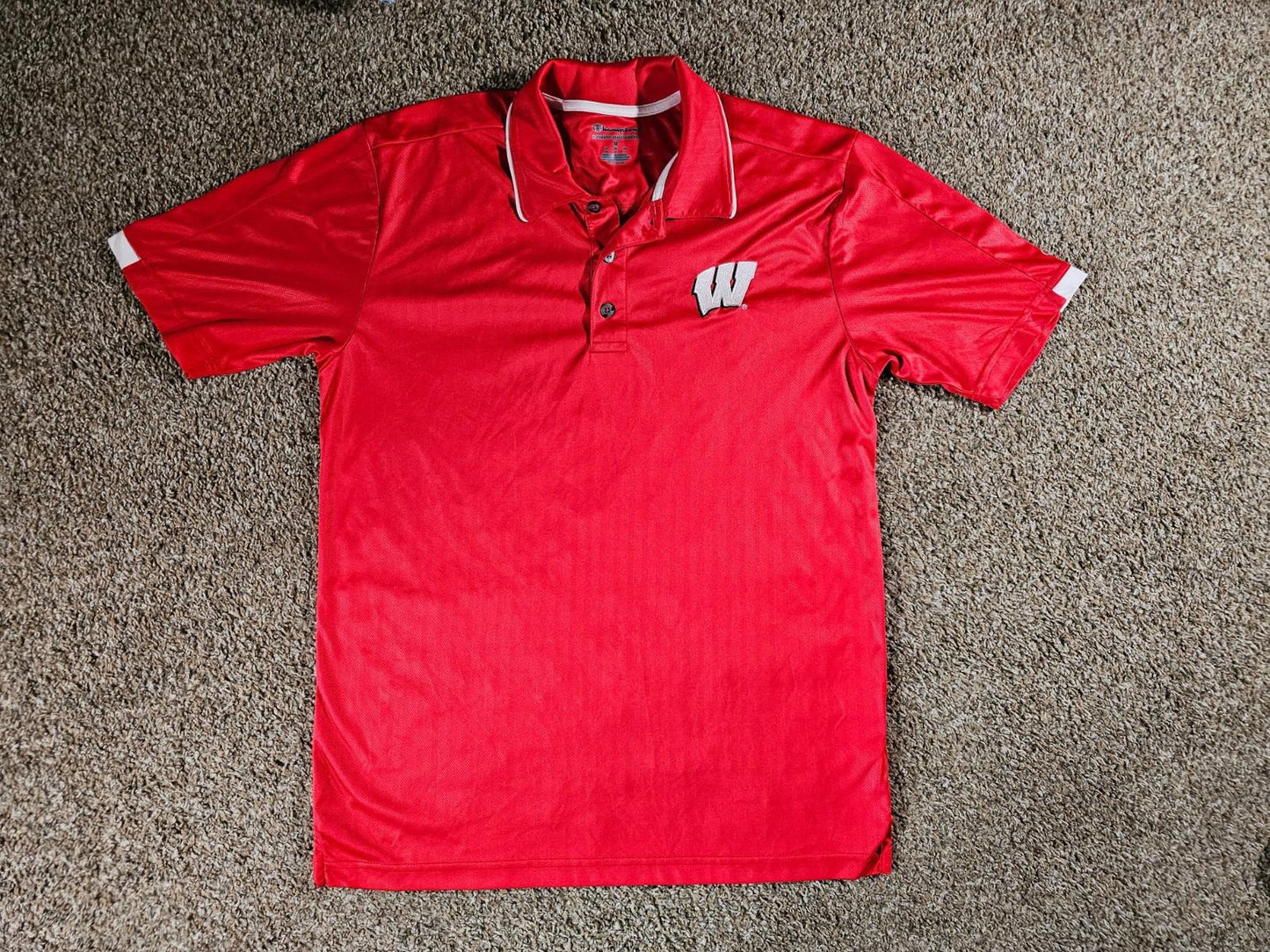 Wisconsin Badgers Mens Medium Polo Shirt Champion Authentic