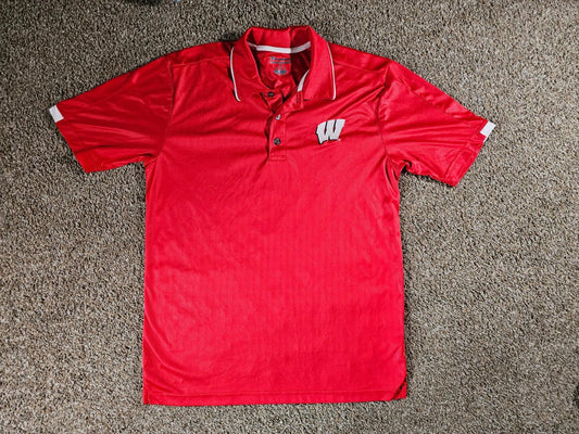 Wisconsin Badgers Mens Medium Polo Shirt Champion Authentic