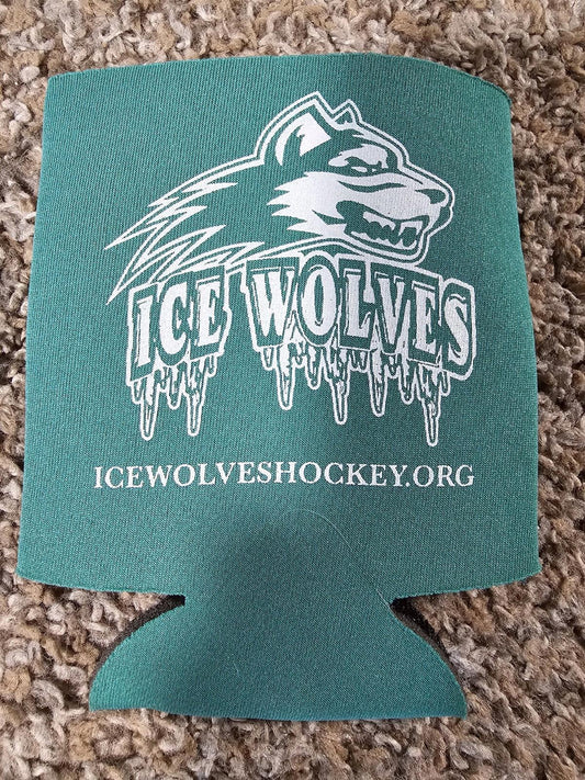 ice wolves hockey can koozie insulator