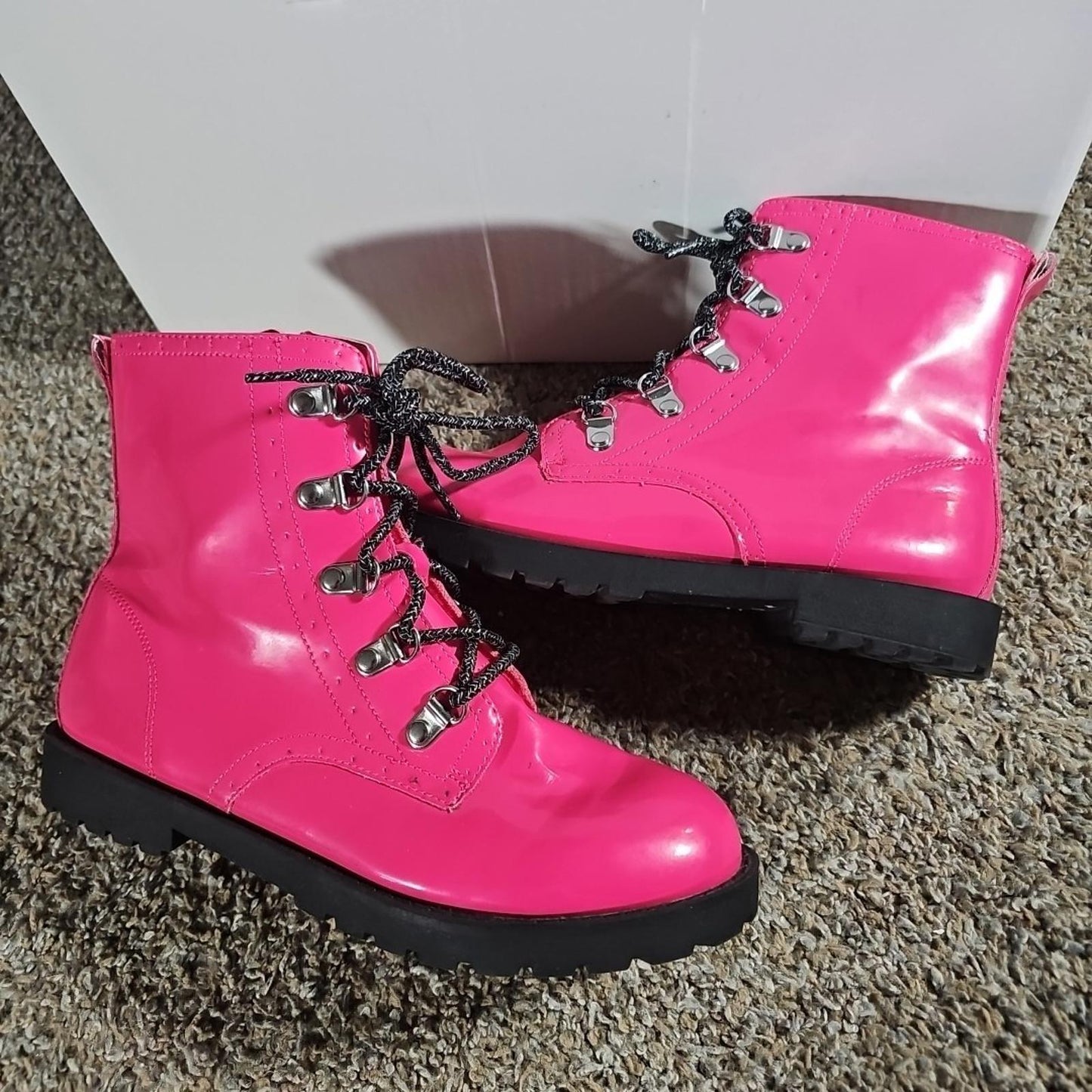 Wonder Nation Pink Zipper / Lace Up Combat Boot Style Sz 5