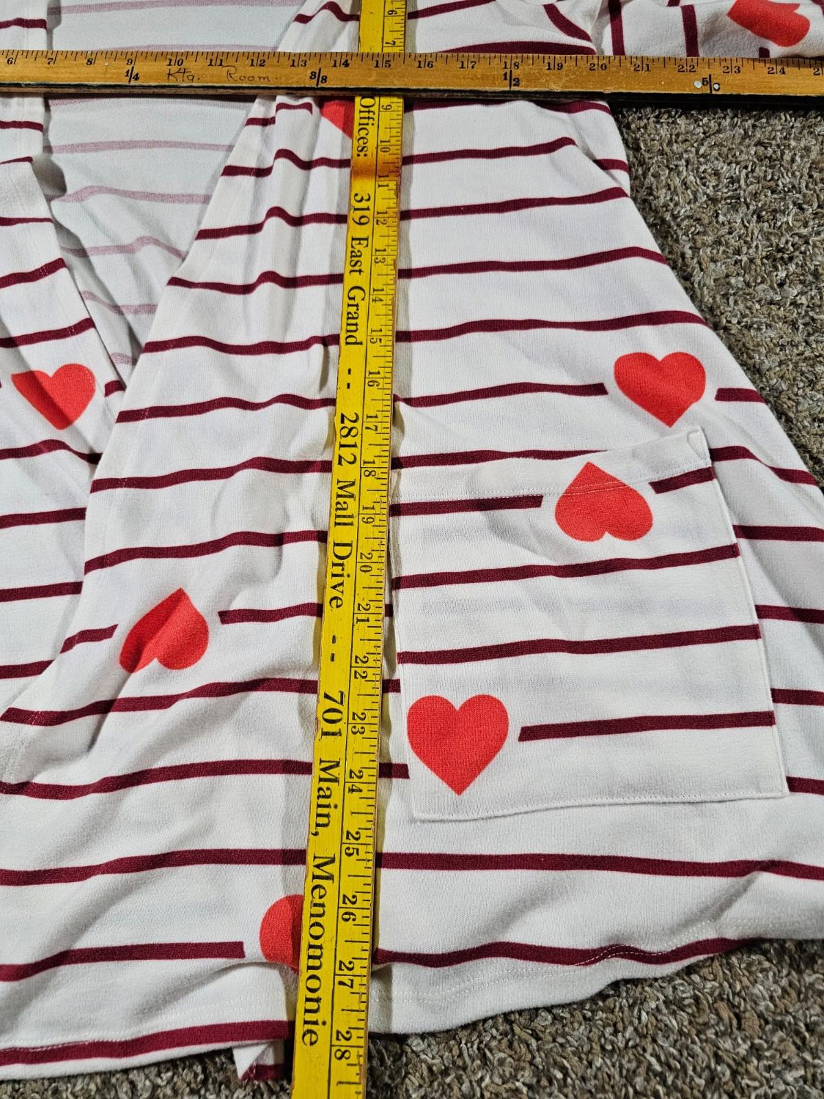 Lularoe Women S Open Front Cardigan Sweater White Pink Heart