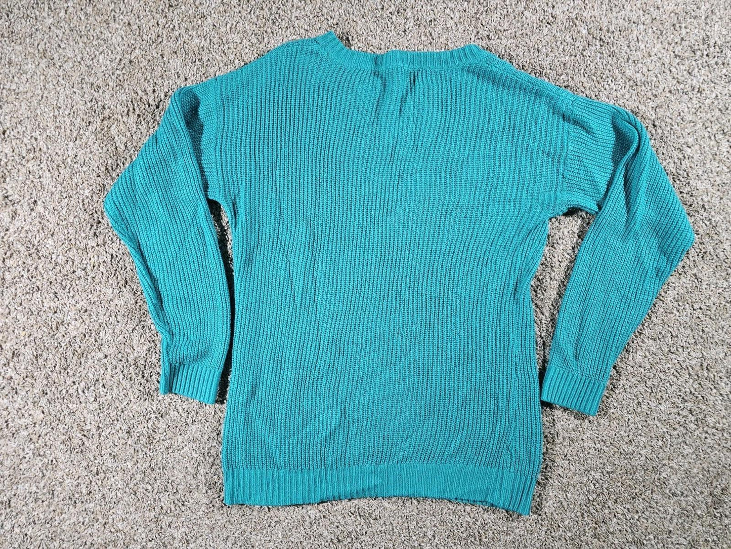 Turquoise Green No Brand No Size Cable Knit Sweater
