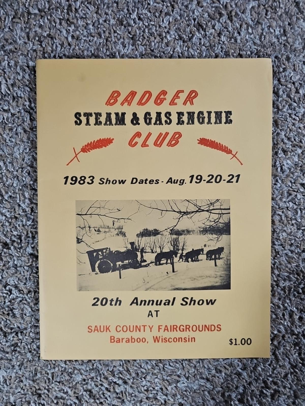 Badger steam and gas engine club baraboo wisconsin booklet 1983