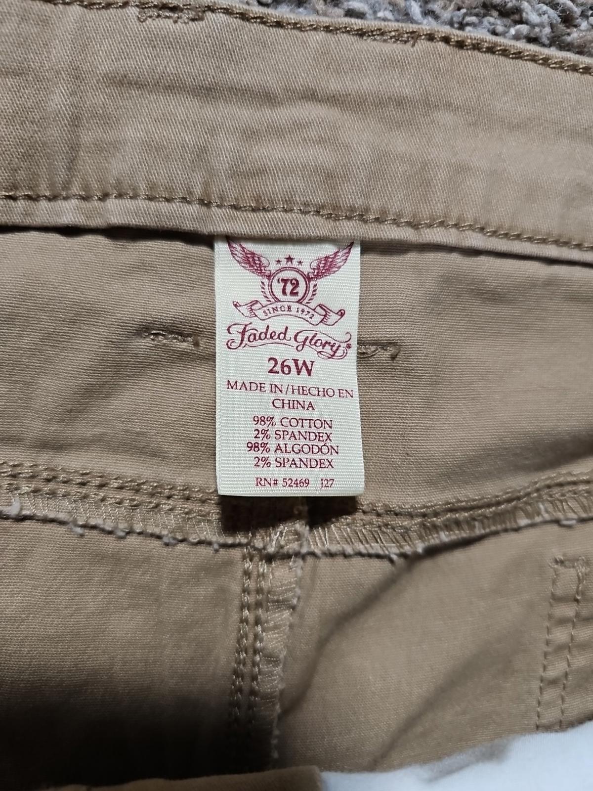 Faded Glory 26W NWT Khaki Bootcut Denim Midrise Jeans