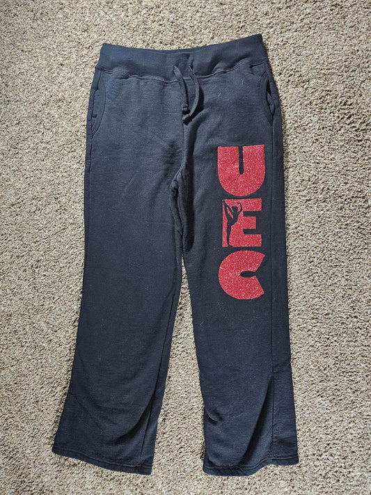 UEC Dance sweat pants Black Red Glitter