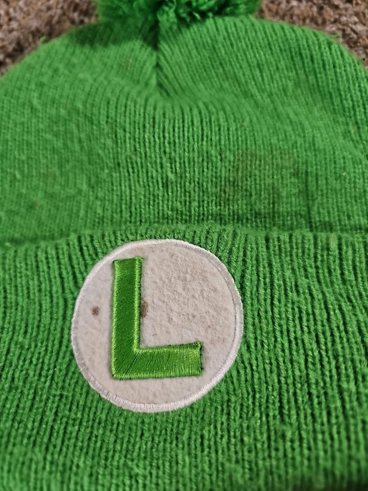 Super Mario Luigi Green Winter Stocking Hat Beanie Poof Pom