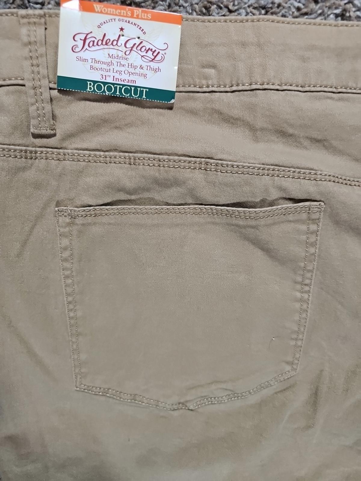 Faded Glory 26W NWT Khaki Bootcut Denim Midrise Jeans