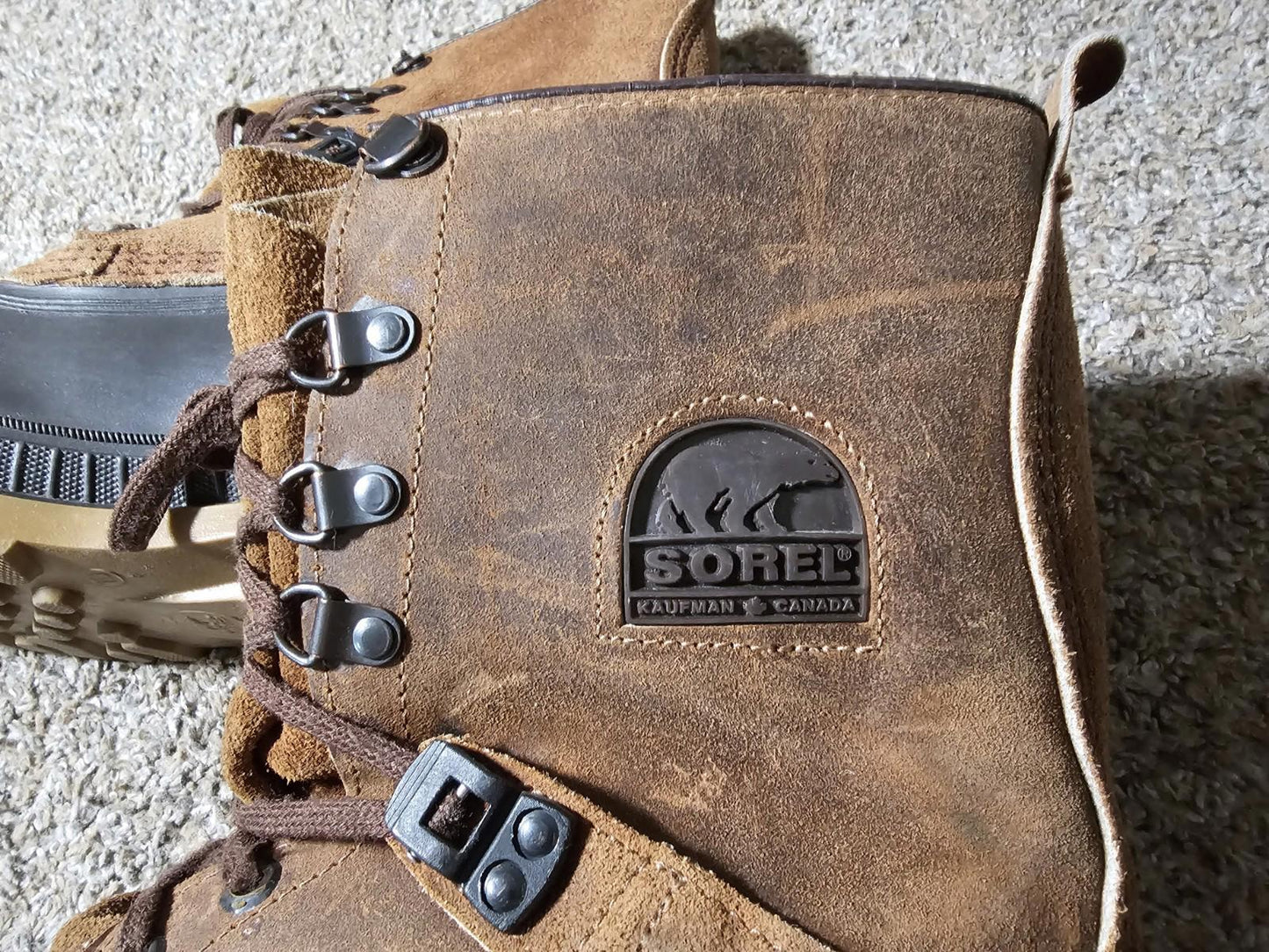 SOREL Winter Duck Boots Men 10 Wool Blend Leather USA CANADA