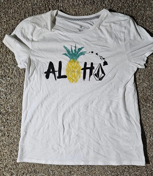 Volcom Aloha Pineapple T-Shirt M(8) White Hawaiian Surf
