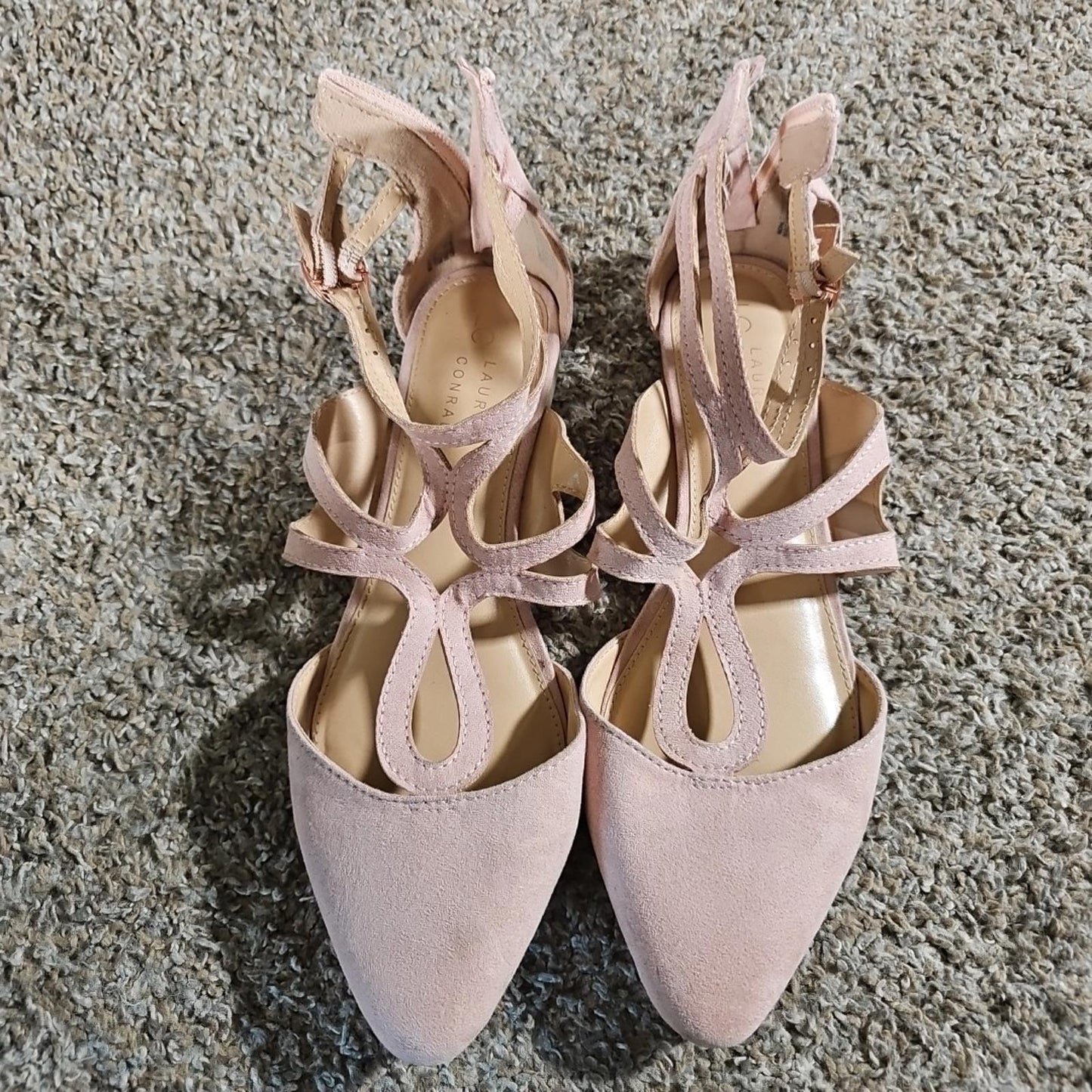 Lauren Conrad Strappy Pointed Toe Flats Macaroon Blush 9M