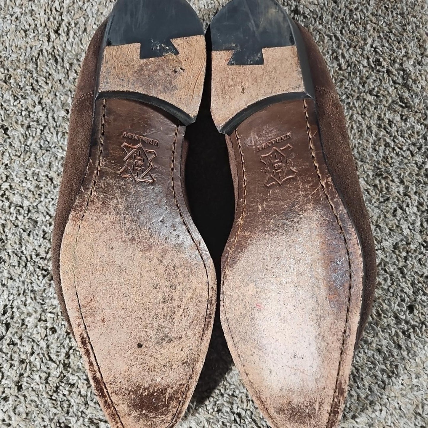 Undandy Genuine Leather Brown Wingtip Shoes Sz 46