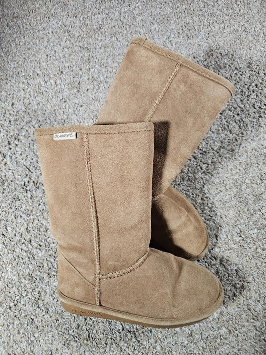 BearPaw Emma Tall Youth US4 UK3 Brown Suede Sheepskin Boots