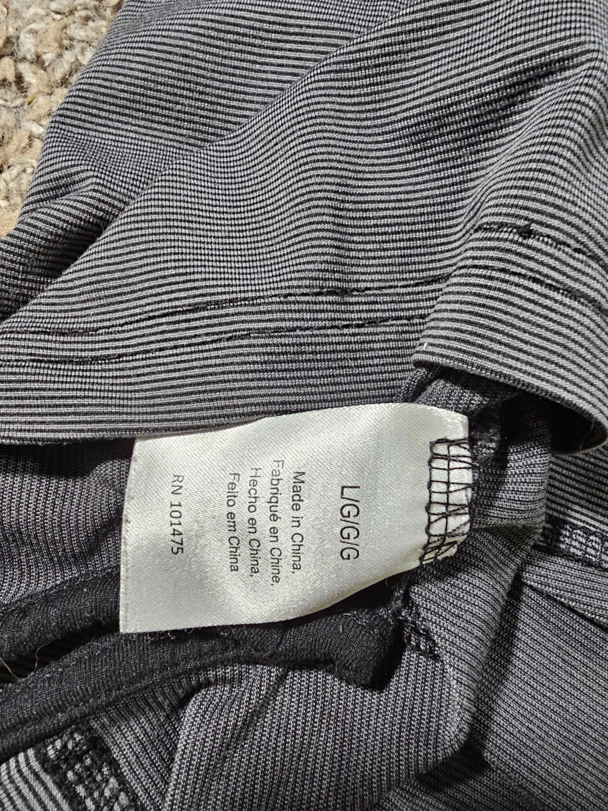 J America Large Gray John Deere Striped Polo Shirt