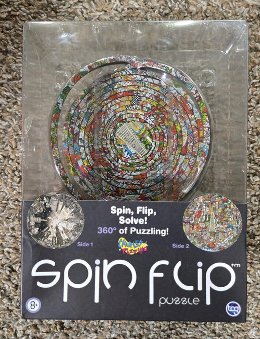 Spin Flip Puzzle: Charles Fazzino 2L- 14 Rings - 2-In-1: Double-Sided Puzzle,8+